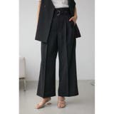 BLK | イージーケアリネンライクベルトワイドパンツ | AZUL BY MOUSSY