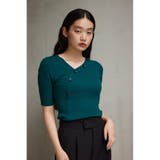 アシンメトリーボタン5分袖ニット | AZUL BY MOUSSY | 詳細画像13