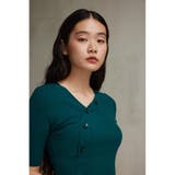 アシンメトリーボタン5分袖ニット | AZUL BY MOUSSY | 詳細画像12