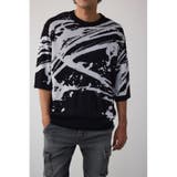 柄BLK5 | アブストラクトジャガード5分袖ニット | AZUL BY MOUSSY