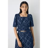 BLU | フロントギャザーデニムチェックブラウス | AZUL BY MOUSSY