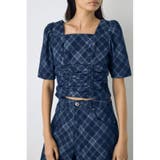 フロントギャザーデニムチェックブラウス | AZUL BY MOUSSY | 詳細画像11