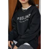 BLK | 裏毛ロゴクルーネックトップス | AZUL BY MOUSSY