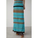 MULTI BORDER MESH KNIT SKIRT | AZUL BY MOUSSY | 詳細画像1