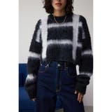 BLK | チェックパターンクロップドシャギーニット | AZUL BY MOUSSY