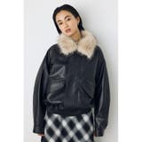 フェイクレザー/スエード2WAYファー付ブルゾン | AZUL BY MOUSSY | 詳細画像7