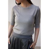 L/GRY1 | シアー切替5分袖リブニットトップス | AZUL BY MOUSSY
