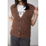 BRN | ラメフェザーVネックニットベスト | AZUL BY MOUSSY