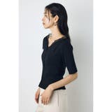 ネックレース5分袖ニットトップス | AZUL BY MOUSSY | 詳細画像3