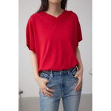 RED | Vネックワイドルーズニット | AZUL BY MOUSSY