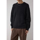 BLK | バスケット編み切り替えニットトップス | AZUL BY MOUSSY