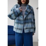 柄BLU5 | シャギーチェックライダースジャケット | AZUL BY MOUSSY