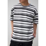 柄WHT5 | リップルジャガードボーダービッグTEE | AZUL BY MOUSSY