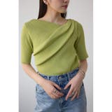 LIME | ドレープデザイン5分袖リブニット | AZUL BY MOUSSY