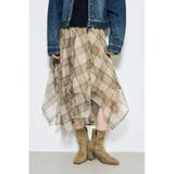 柄BEG5 | シアーチェックハンカチーフヘムスカート | AZUL BY MOUSSY