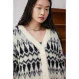 柄シャギーニットカーディガン | AZUL BY MOUSSY | 詳細画像1 