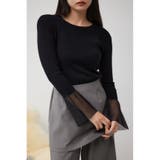 BLK | 袖シアーフレアニットトップス | AZUL BY MOUSSY