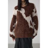 柄BRN5 | ニュアンスカウ柄Vネックニットトップス | AZUL BY MOUSSY