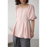 PNK | 2WAYパフスリーブ配色ペプラムブラウス | AZUL BY MOUSSY