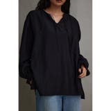 BLK | スキッパーギャザーブラウス | AZUL BY MOUSSY