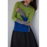 LIME | カラーブロッキングリブニット | AZUL BY MOUSSY