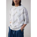 柄WHT5 | ゴールド総柄半袖ニットトップス | AZUL BY MOUSSY