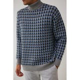 柄GRY5 | 総柄編みタートルネックニット | AZUL BY MOUSSY