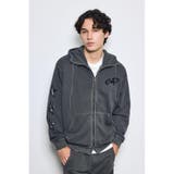 L/BLK1 | 合皮アップリケ裏毛ジップパーカー | AZUL BY MOUSSY