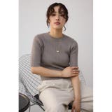 GRY | ハーフスリーブクルーネックリブトップス | AZUL BY MOUSSY