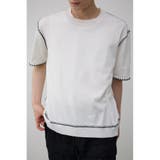 O/WHT1 | ブランケットステッチ半袖ニット | AZUL BY MOUSSY