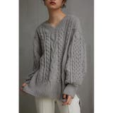 GRY | シェニールケーブルVネックニットトップス | AZUL BY MOUSSY