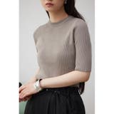 GRY | ハーフスリーブクルーネックリブトップス | AZUL BY MOUSSY