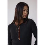 格上げ ヘンリーネックデザインニットトップス | AZUL BY MOUSSY | 詳細画像1