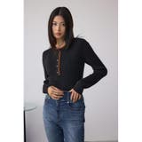 格上げ ヘンリーネックデザインニットトップス | AZUL BY MOUSSY | 詳細画像2
