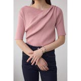 PNK | ドレープデザイン5分袖リブニット | AZUL BY MOUSSY