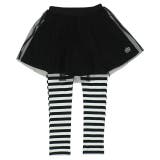 ブラック×ボーダー | チュールスカート付きウルトラストレッチパンツ 10分丈スカッツ 7283K | BABYDOLL