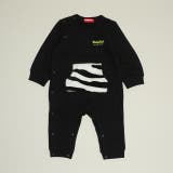 ブラック | ゼブラ柄ポケットロンパース 9011B | BABYDOLL