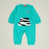 グリーン | ゼブラ柄ポケットロンパース 9011B | BABYDOLL