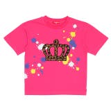ピンク | 親子お揃い ヒョウ柄 ワッペン ペイント Tシャツ 9220K | BABYDOLL