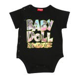 ブラック | 転写ロゴロンパース 9527B | BABYDOLL