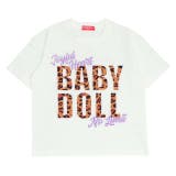 ホワイト | 親子お揃い ヒョウ柄貼付ロゴTシャツ 0544K | BABYDOLL