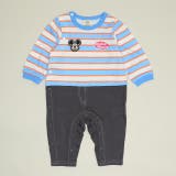 ミッキー | ディズニー ワッペン付ボーダー柄ロンパース 1259B | BABYDOLL