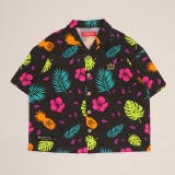 ブラック | 親子お揃い リゾート総柄半袖シャツ 1609K | BABYDOLL