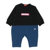 ブラック | カラフルロゴ ロンパース 9698B | BABYDOLL