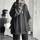 パーカー 重ね着 チェック柄 フード付き 男女兼用 | BACKYARD FAMILY | 詳細画像4 