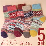 靴下 レディース 暖かい ジャガード柄 5本セット ysso5324p5 | BACKYARD FAMILY | 詳細画像1