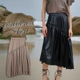 レザーライクサテンギャザースカート | BACKYARD FAMILY | 詳細画像1
