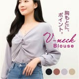 フロントねじり シャツブラウス Vネック | BACKYARD FAMILY | 詳細画像1 