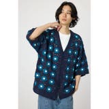 NVY | クロシェフラワー半袖ニットカーディガン | RODEO CROWNS WIDE BOWL