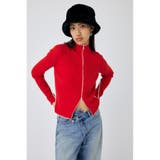 RED | BI COLOR ZIP UP RIB ニット | MOUSSY OUTLET